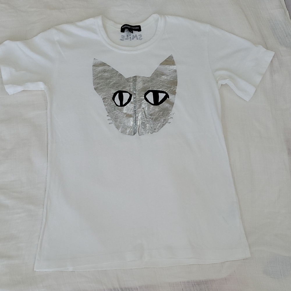 Markus Lupfer White Cat Graphic T-Shirt Size XS